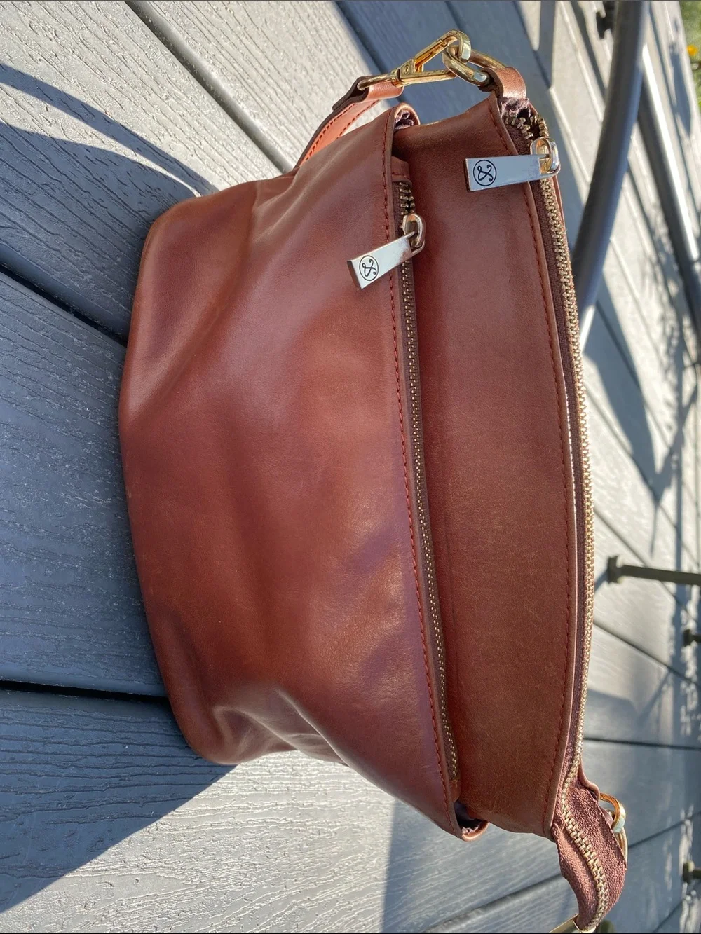 Divina Firenze Lilla Leather Crossbody Purse Cognac Brown Italian Leather Bag